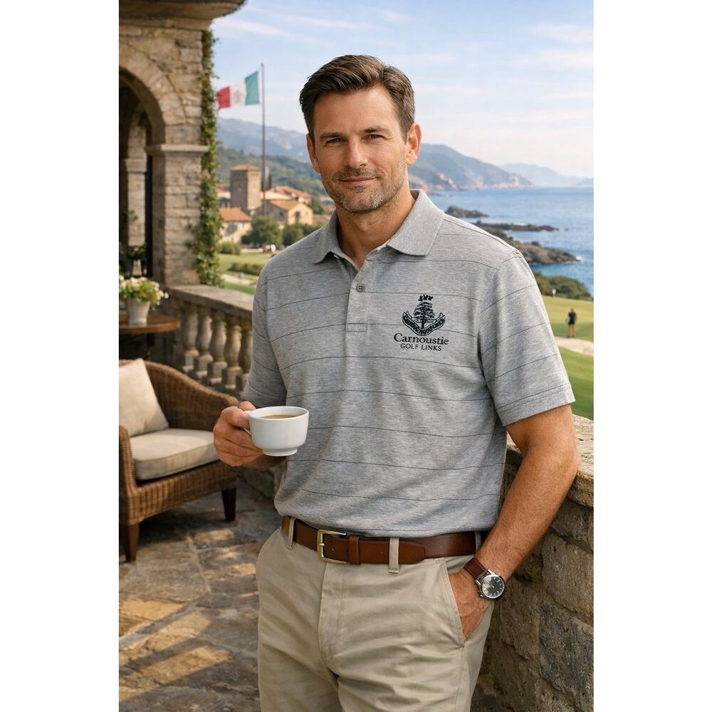 Vintage Golf Polo Exclusively by Marbas Carnoustie Golf Links Gray Sz L Preppy